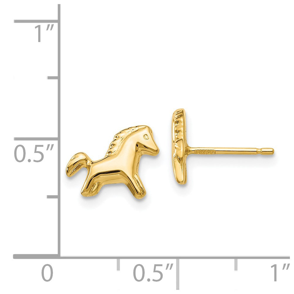 14K Yellow Gold Pony Earrings