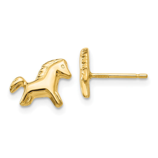 14K Yellow Gold Pony Earrings