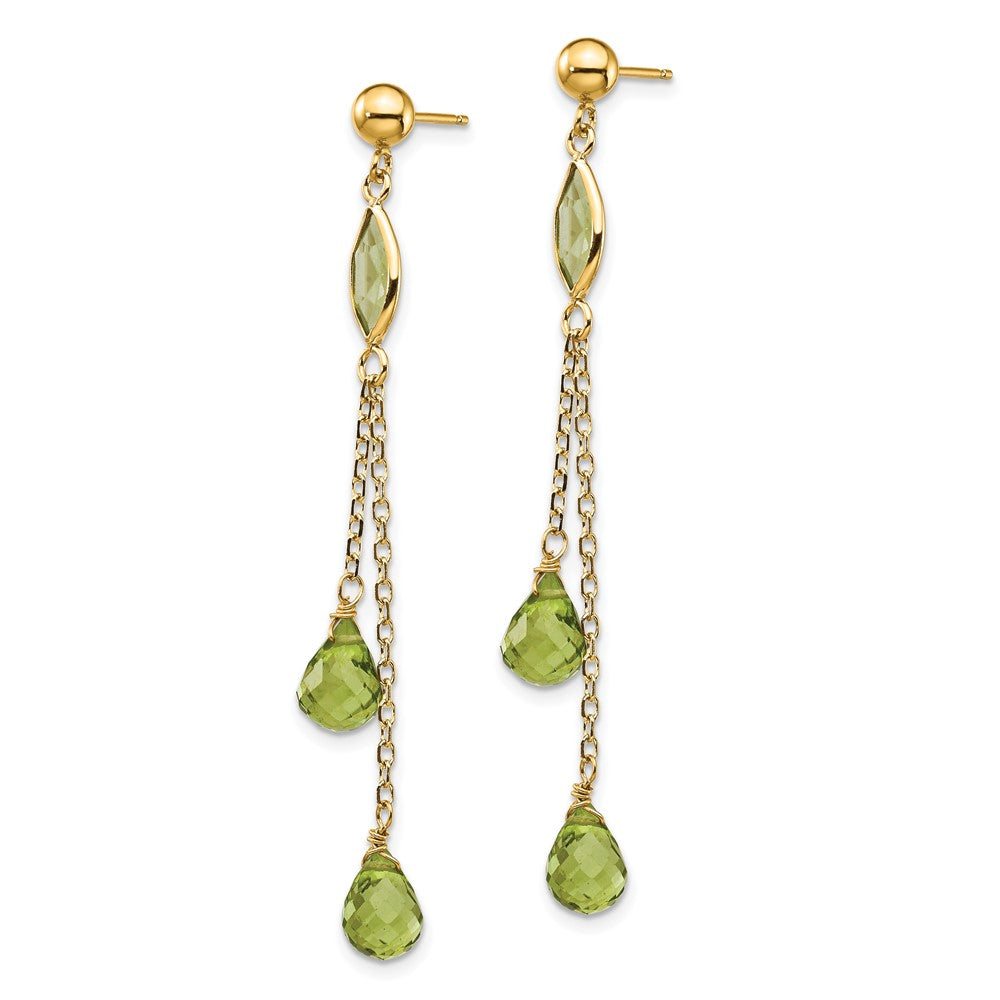 14K Yellow Gold Peridot Dangle Earrings