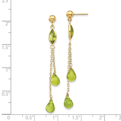 14K Yellow Gold Peridot Dangle Earrings