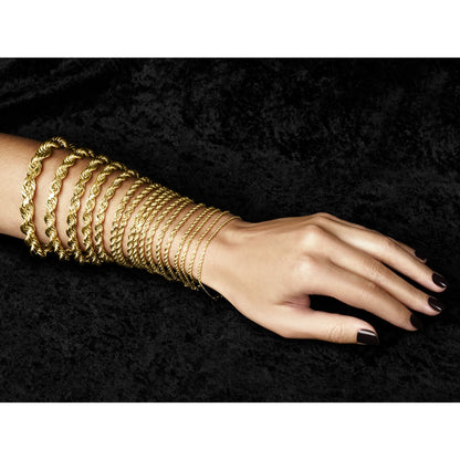 14k Yellow Gold 22 inch 10mm Diamond-cut Rope with Fancy Lobster Clasp Chain Necklace