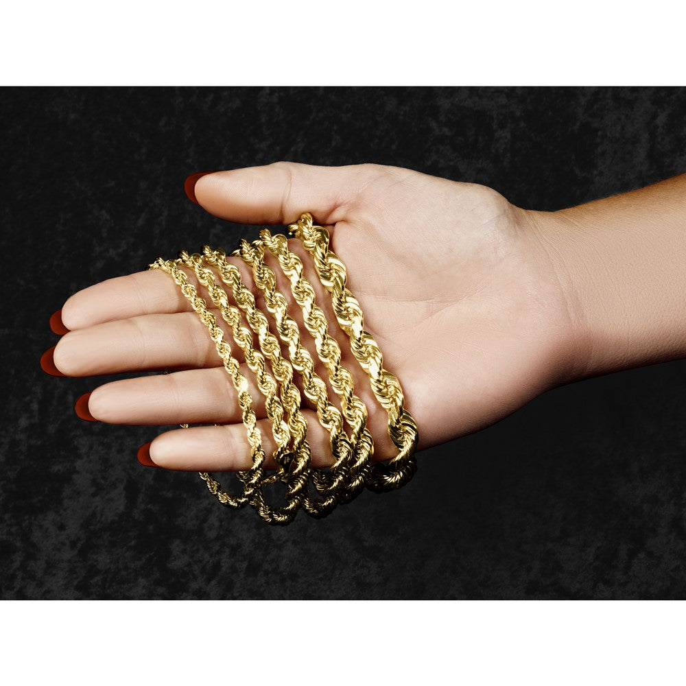 14k Yellow Gold 20 inch 12mm Diamond-cut Rope with Fancy Lobster Clasp Chain Necklace