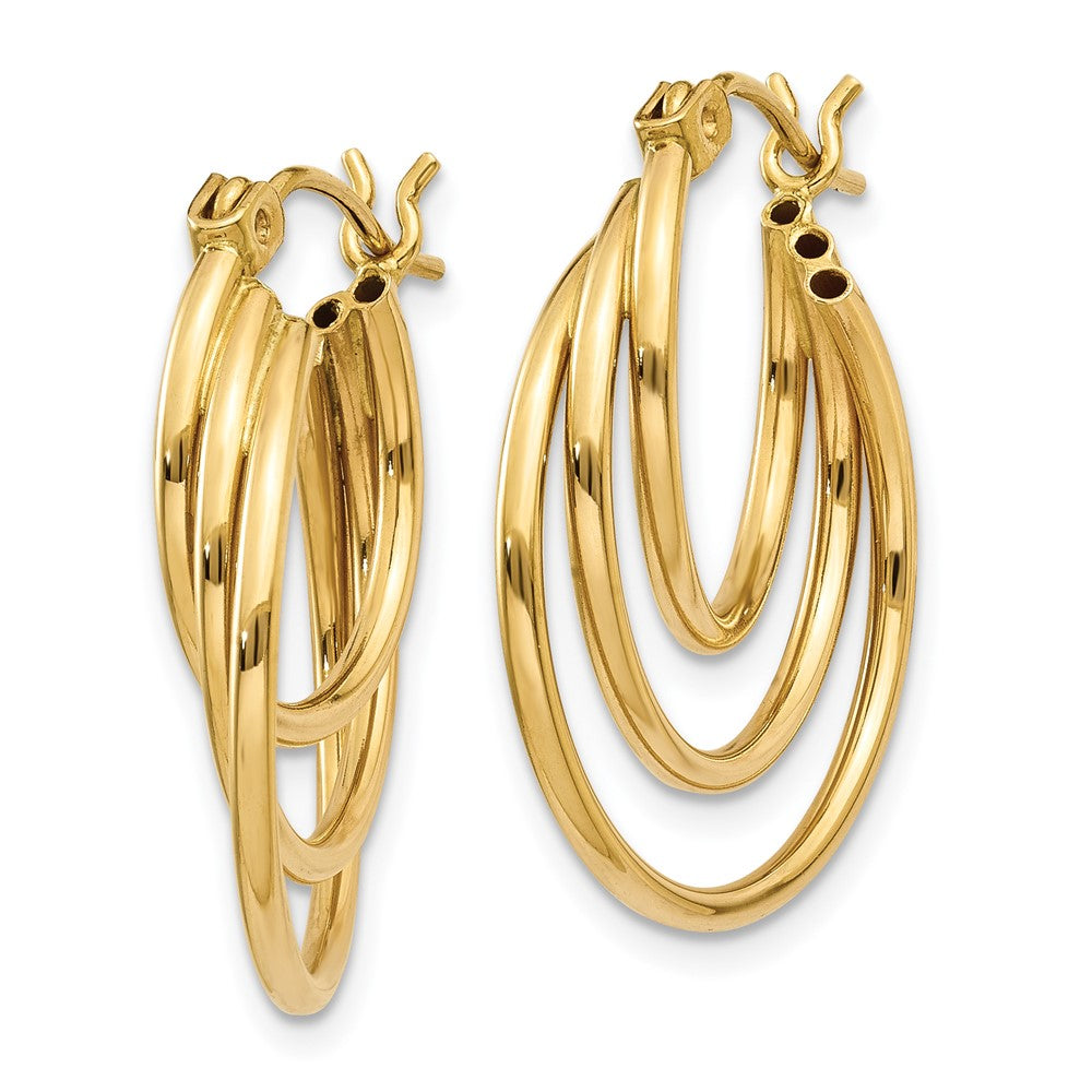 14K Yellow Gold Triple Hoop Earrings