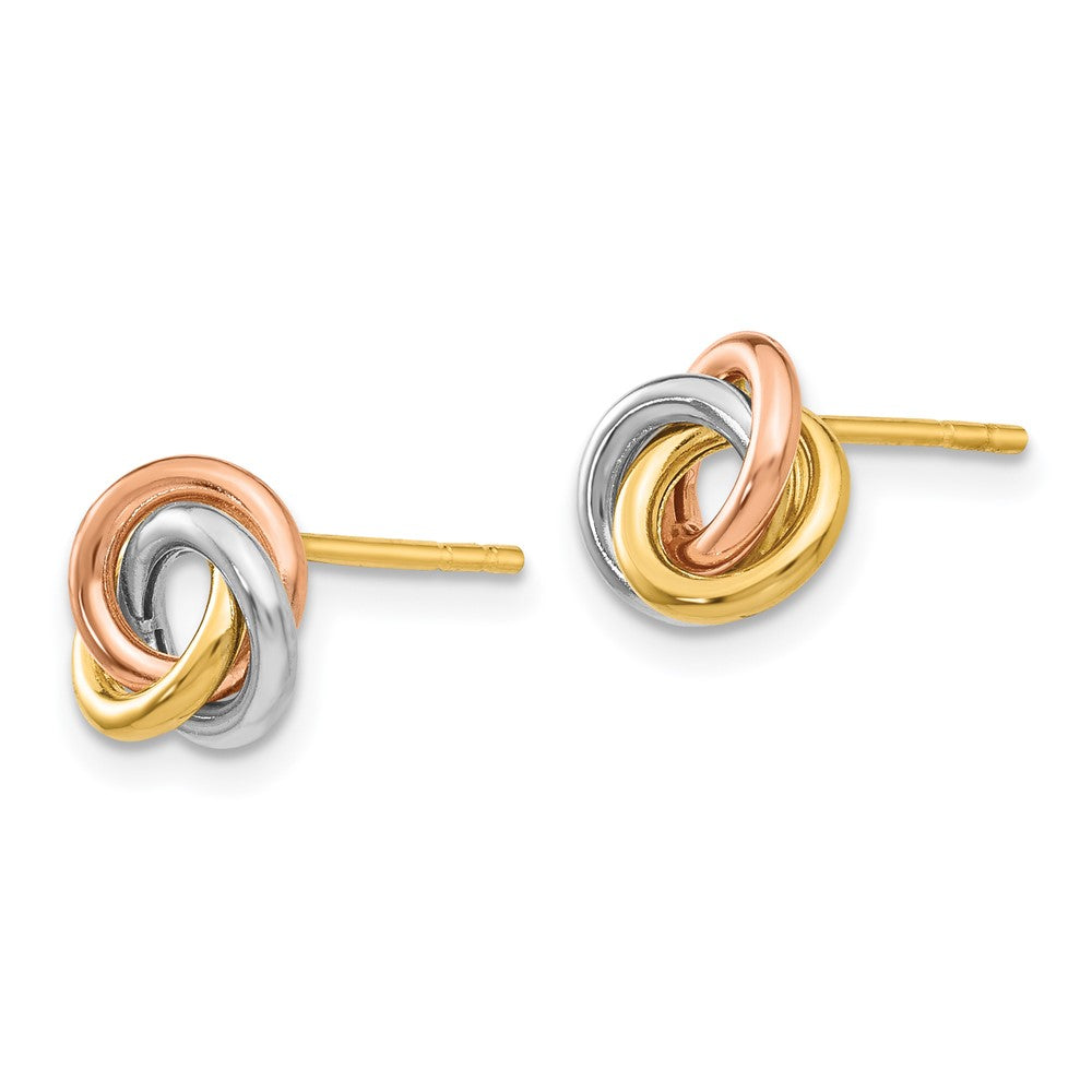 14K Tri Color Twisted Knot Post Earrings