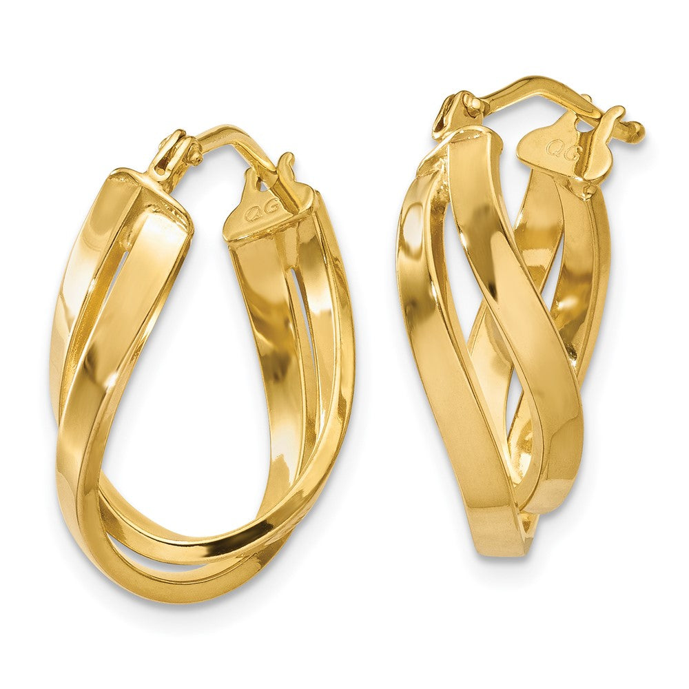 14K Yellow Gold Twisted Hoop Earrings
