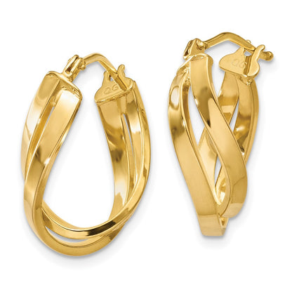 14K Yellow Gold Twisted Hoop Earrings