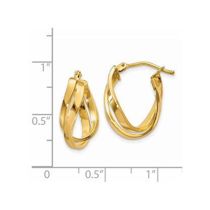 14K Yellow Gold Twisted Hoop Earrings