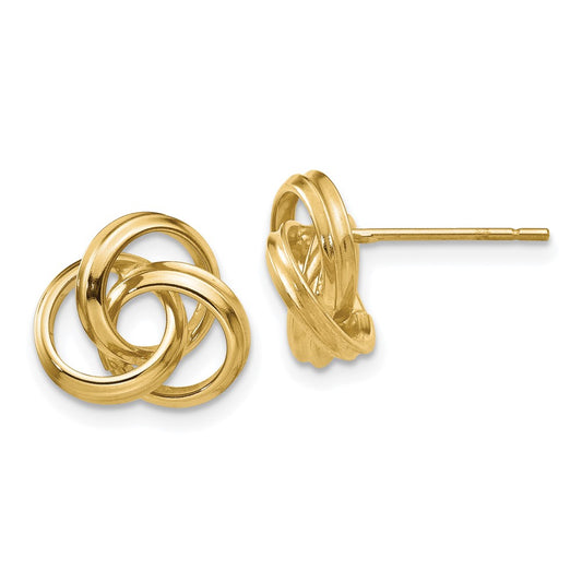 14K Yellow Gold Polished Love Knot Post Earrings