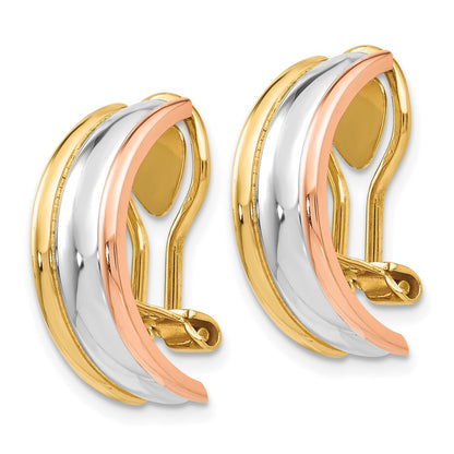 14K Tri Color Non Pierced Earrings