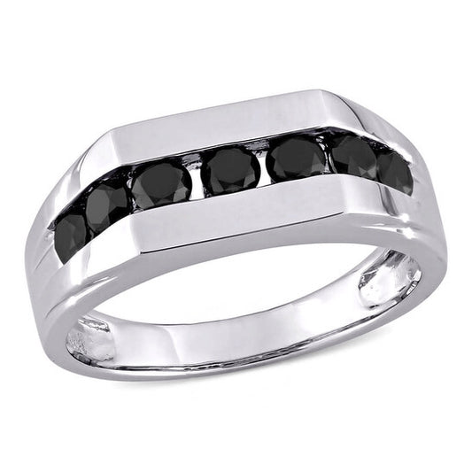 Original Amour 10k White Gold 1 CT Black Diamond TW Men's Ring