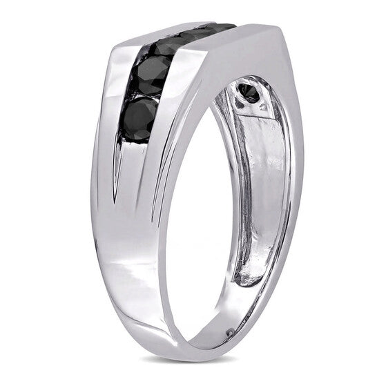 Original Amour 10k White Gold 1 CT Black Diamond TW Men's Ring