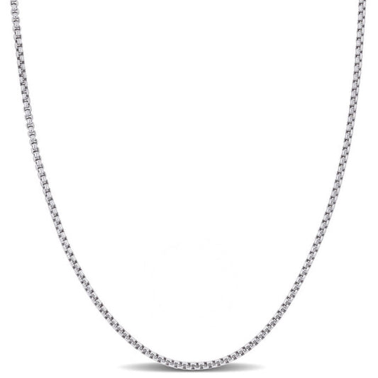 Original Amour 1.6mm Hollow Round Box Link Chain Necklace in 10k White Gold - 16 in