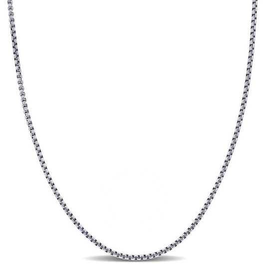 Original Amour 1.6mm Hollow Round Box Link Chain Necklace in 10k White Gold - 18 in