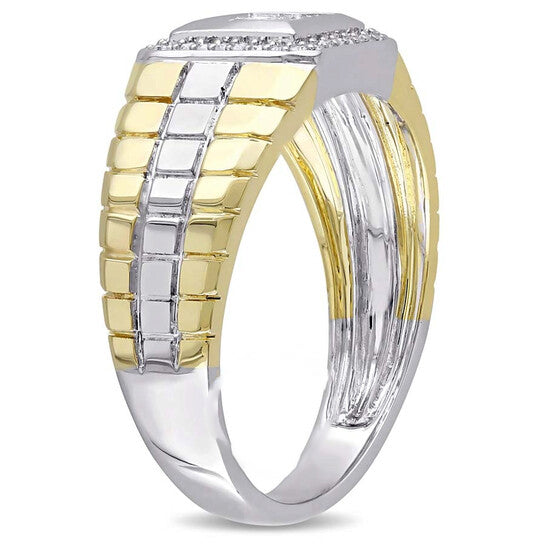 Original Amour 2 Tone Gold 1/2 CT Princess Cut Diamond Men's Ring