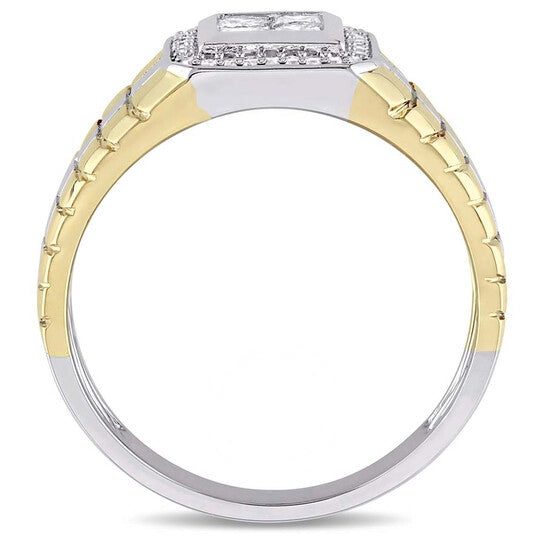 Original Amour 2 Tone Gold 1/2 CT Princess Cut Diamond Men's Ring