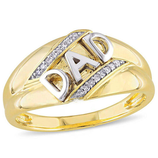 Original Amour " Dad" Yellow Gold Diamond Men's Ring