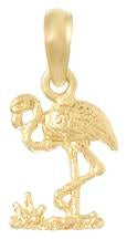 14K Yellow Gold Mini Flamingo Charm