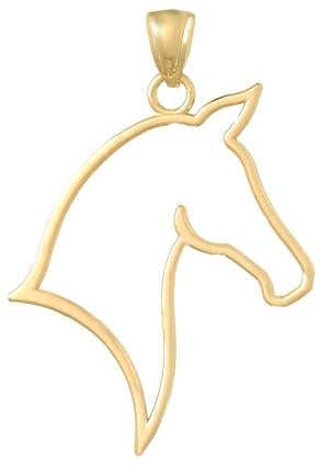 10K Yellow Gold Horse Head Pendant