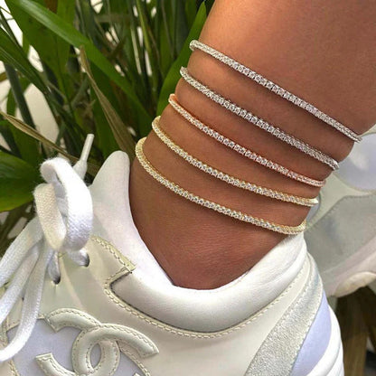 3.0 ct. tw. Classic Four-Prong Natural Diamond Tennis Anklet Bracelet in 18K White Gold