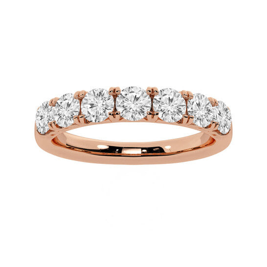 Original Brilliant Diamond 14K Rose Gold 1 CTTW Round-Cut LAB GROWN Diamond Seven Stone Anniversary Band (G+/SI)