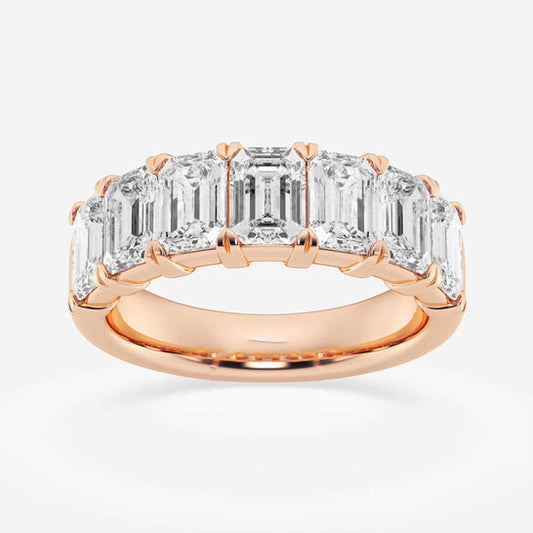 Original Brilliant Diamond 14K Rose Gold 4 CTTW Emerald-Cut LAB GROWN Diamond Seven Stone Anniversary Band (FG, SI1+)