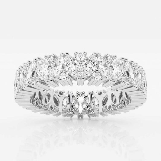 Original Brilliant Diamond 14K White Gold 2 1/2 CTTW Marquise Round-Cut LAB GROWN Diamond Alternating Eternity Band (G+SI)