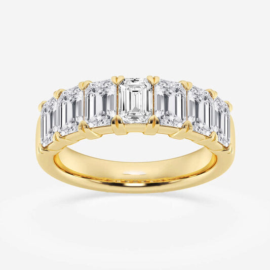 Original Brilliant Diamond 14K Yellow Gold 3 CTTW Emerald-Cut LAB GROWN Diamond Seven Stone Anniversary Band (FG, SI1+)