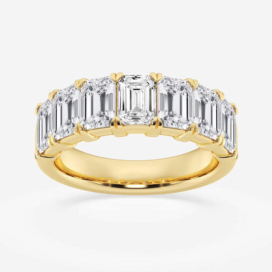 Original Brilliant Diamond 14K Yellow Gold 4 CTTW Emerald-Cut LAB GROWN Diamond Seven Stone Anniversary Band (FG, SI1+)