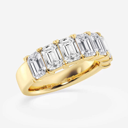 Original Brilliant Diamond 14K Yellow Gold 4 CTTW Emerald-Cut LAB GROWN Diamond Seven Stone Anniversary Band (FG, SI1+)