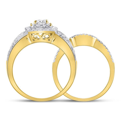 14k Yellow Gold Princess Diamond Bridal Wedding Ring Set 7/8 Cttw (Certified)