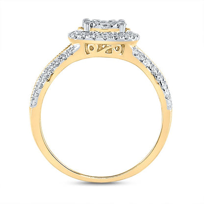 14k Yellow Gold Round Diamond Bridal Wedding Ring Set 7/8 Cttw