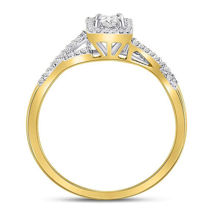 14k Yellow Gold Princess Diamond Bridal Wedding Ring Set 1/3 Cttw