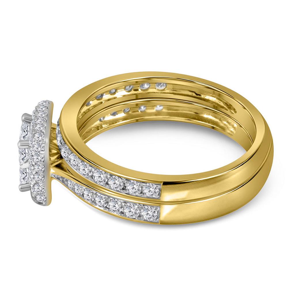 14k Yellow Gold Princess Diamond Bridal Wedding Ring Set 1 Cttw