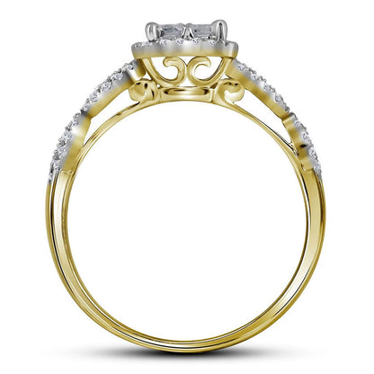 14k Yellow Gold Princess Diamond Bridal Wedding Ring Set 1 Cttw