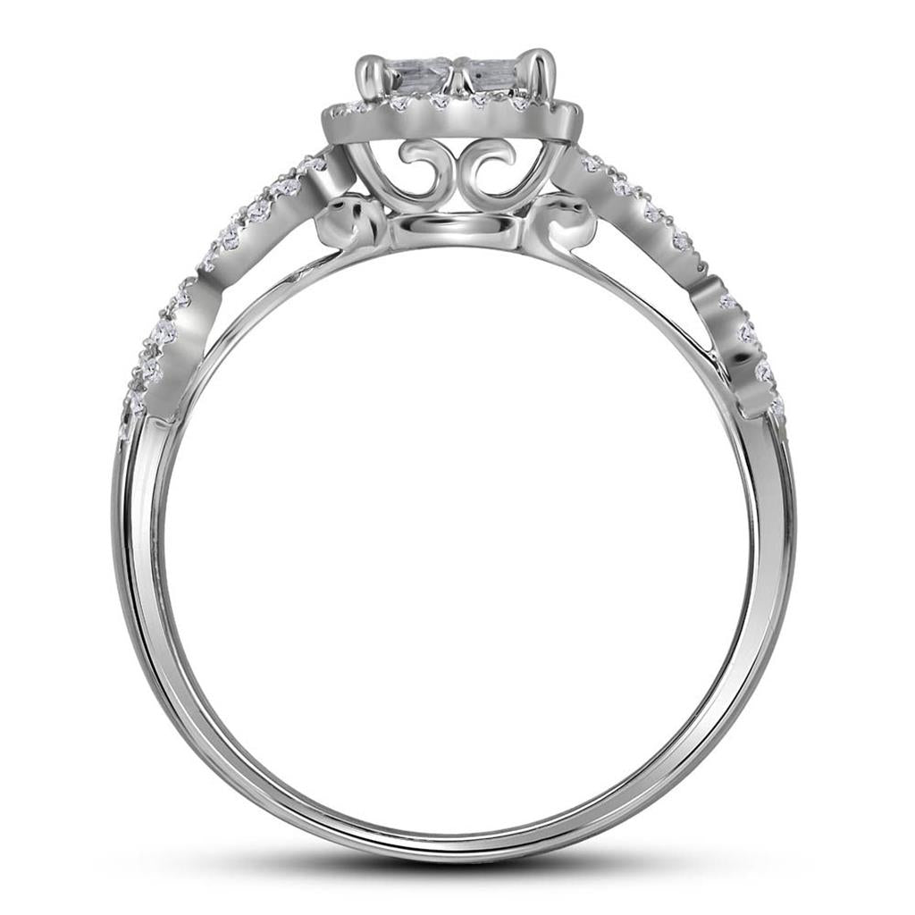 14k White Gold Princess Diamond Bridal Wedding Ring Set 1 Cttw