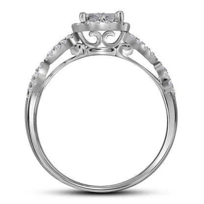 14k White Gold Princess Diamond Bridal Wedding Ring Set 1 Cttw