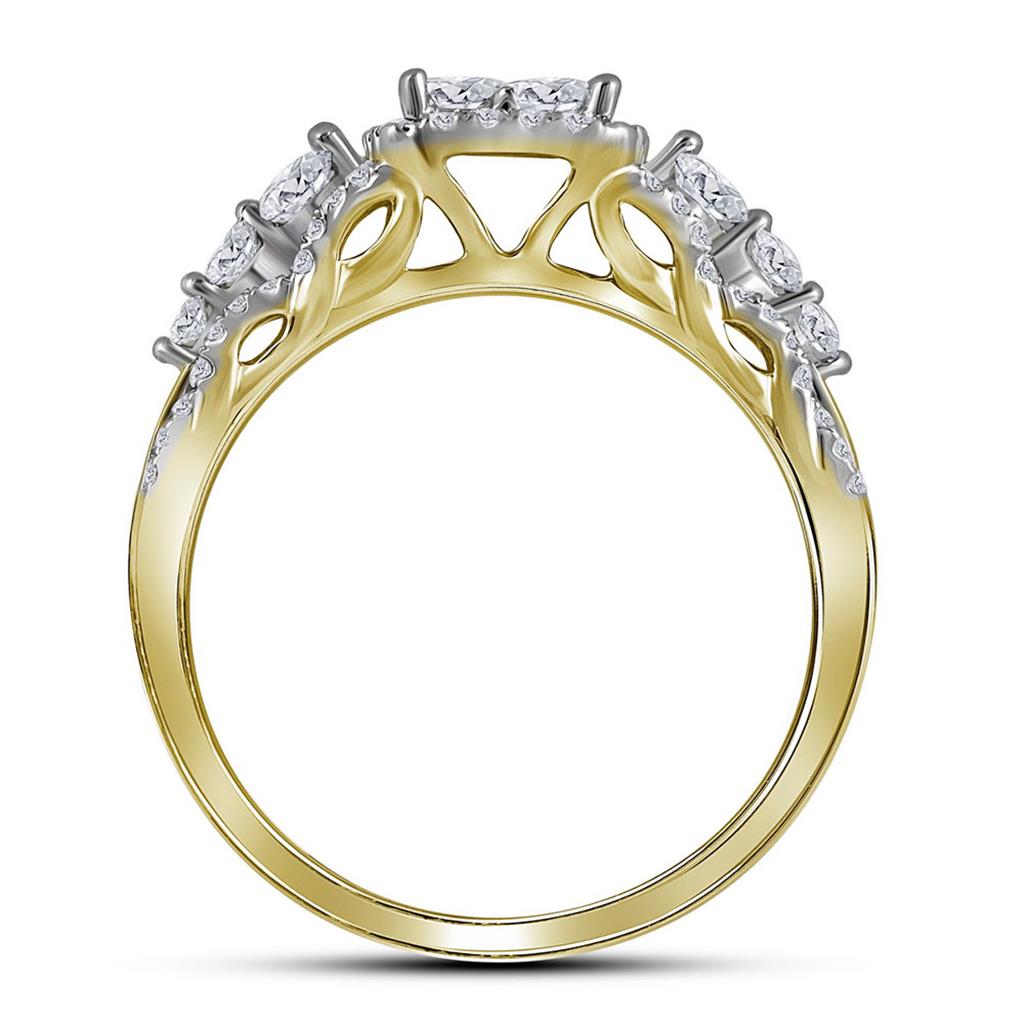 14k Yellow Gold Princess Diamond Bridal Wedding Ring Set 1 Cttw