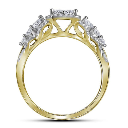 14k Yellow Gold Princess Diamond Bridal Wedding Ring Set 1 Cttw