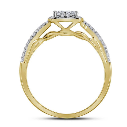 14k Yellow Gold Princess Diamond Bridal Wedding Ring Set 1 Cttw
