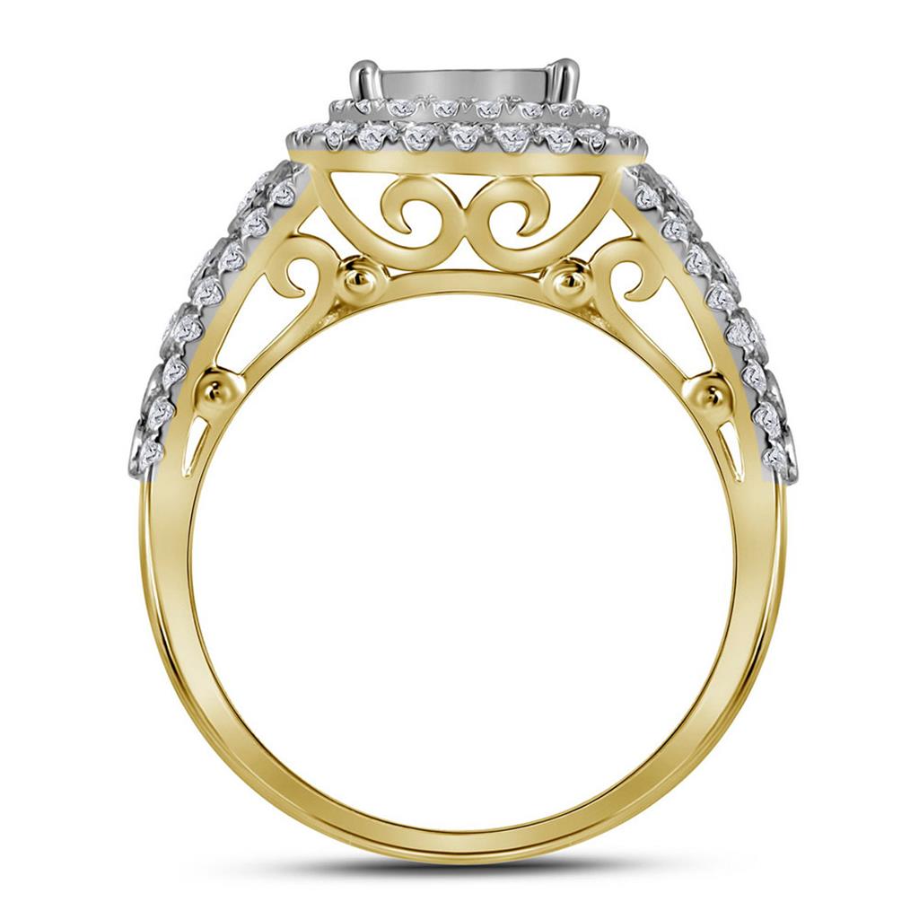 14k Yellow Gold Princess Diamond Bridal Wedding Ring Set 1-1/2 Cttw