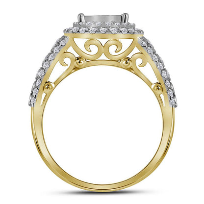14k Yellow Gold Princess Diamond Bridal Wedding Ring Set 1-1/2 Cttw