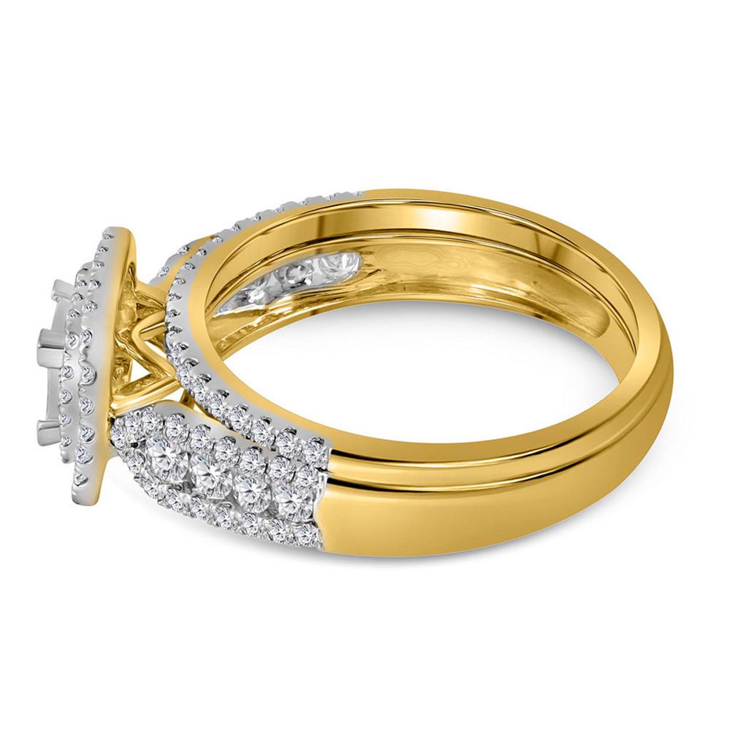 14k Yellow Gold Princess Diamond Bridal Wedding Ring Set 1 Cttw