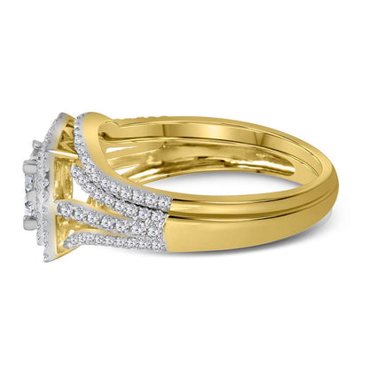 14k Yellow Gold Princess Diamond Bridal Wedding Ring Set 1 Cttw