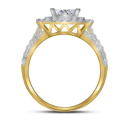 14k Yellow Gold Princess Diamond Bridal Wedding Ring Set 2 Cttw