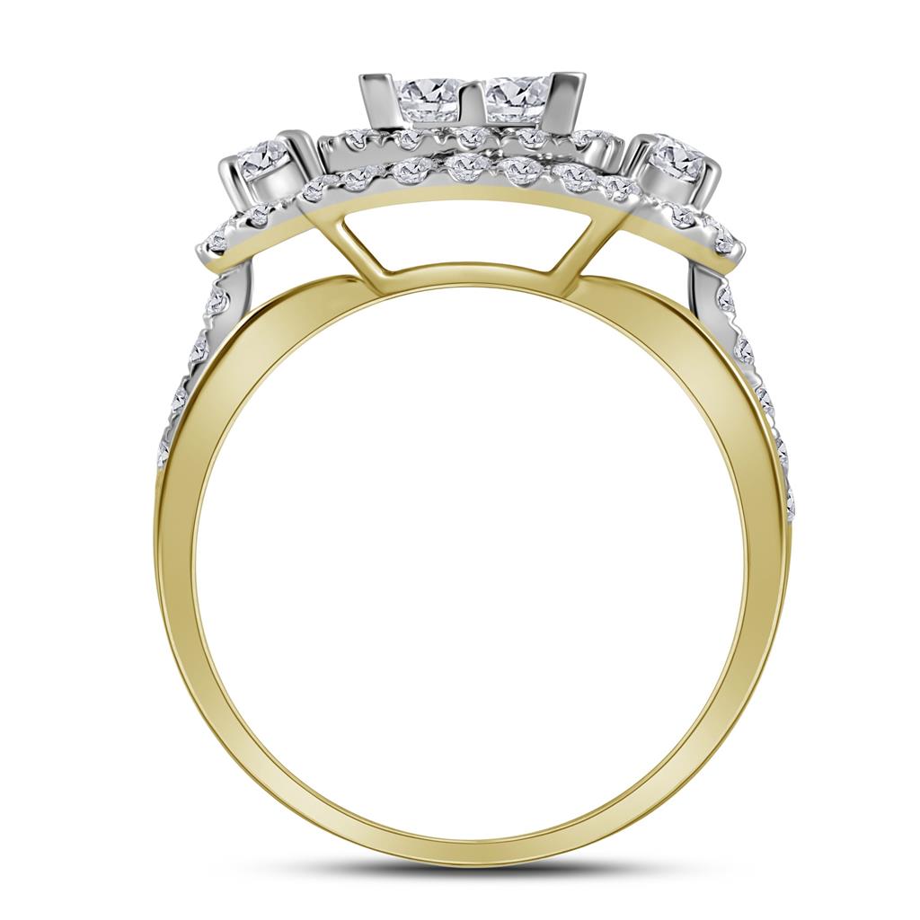 14k Yellow Gold Princess Diamond Bridal Wedding Ring Set 2 Cttw