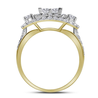 14k Yellow Gold Princess Diamond Bridal Wedding Ring Set 2 Cttw