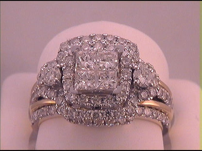 14k Yellow Gold Princess Diamond Bridal Wedding Ring Set 2 Cttw