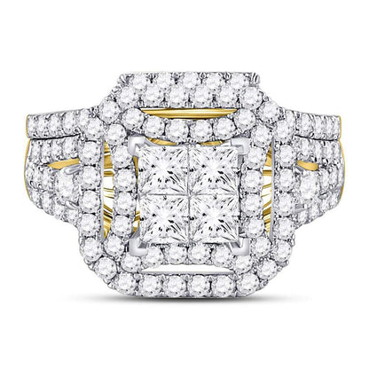 14k Yellow Gold Princess Diamond Bridal Wedding Ring Set 2 Cttw