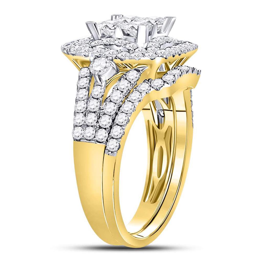 14k Yellow Gold Princess Diamond Bridal Wedding Ring Set 2 Cttw