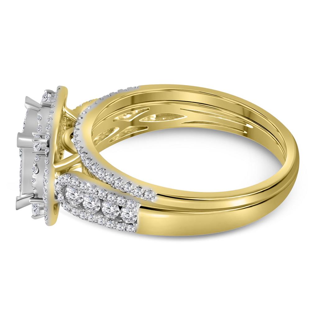 14k Yellow Gold Princess Diamond Bridal Wedding Ring Set 1 Cttw